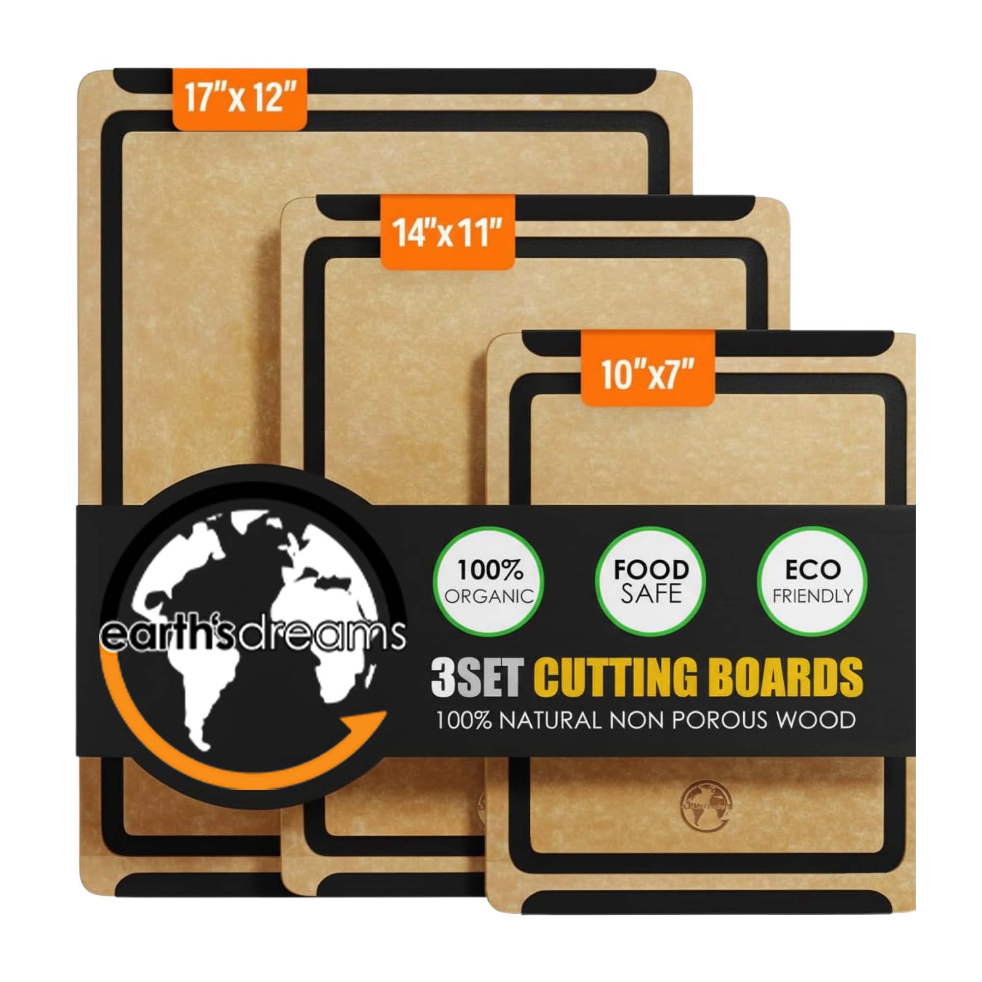 Earth's Dreams Tan/Black Wood Cutting Board Set – 3 pieces